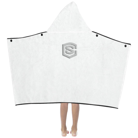 White Kids' Hooded Bath Towels with Silver Logo Kids' Hooded Bath Towels
