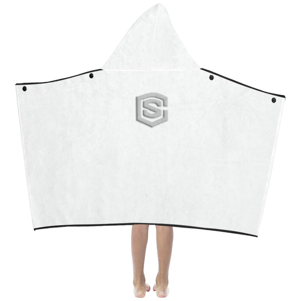 White Kids' Hooded Bath Towels with Silver Logo Kids' Hooded Bath Towels