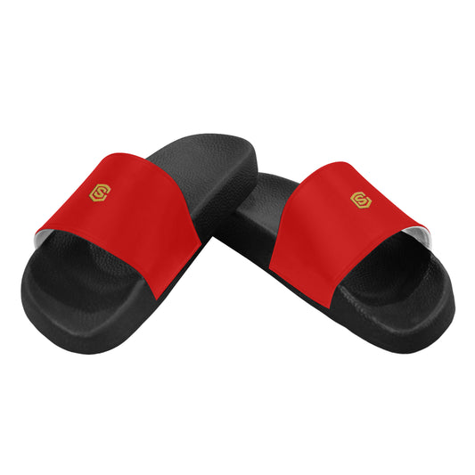 gold logo Women's Slide Sandals (Model 057)