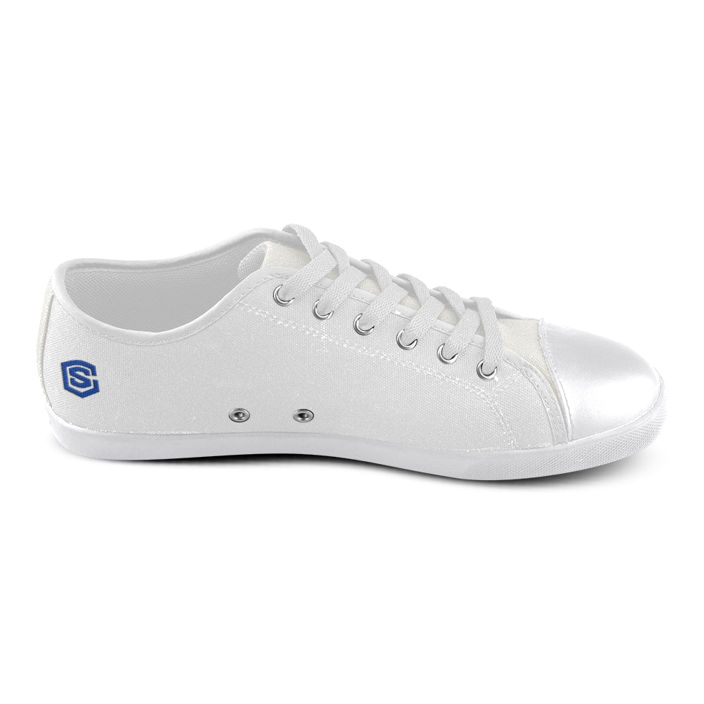 blue logo Women's Canvas Shoes (Model 016)