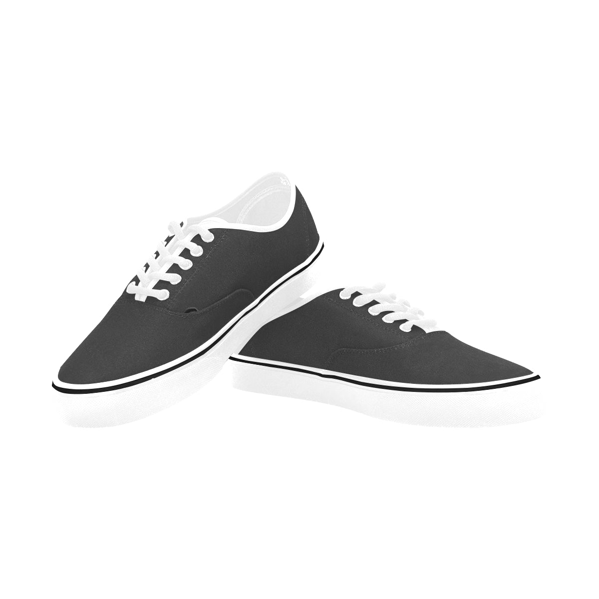 black logo Classic Women's Canvas Low Top Shoes (Model E001-4)