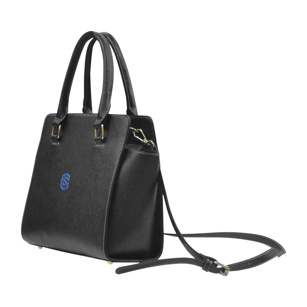 BLACK RIVET SHOULDER HANDBAG blue logo Rivet Shoulder Handbag (Model 1645)