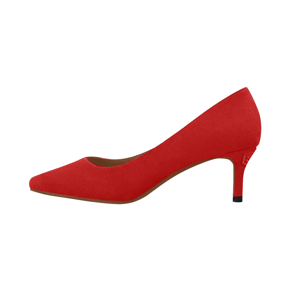 RED Women's Pointed Toe Low Heel Pumps red logo Women's Pointed Toe Low Heel Pumps (Model 053)