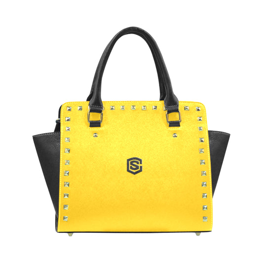 YELLOW RIVET SHOULDER HANDBAG black logo Rivet Shoulder Handbag (Model 1645)