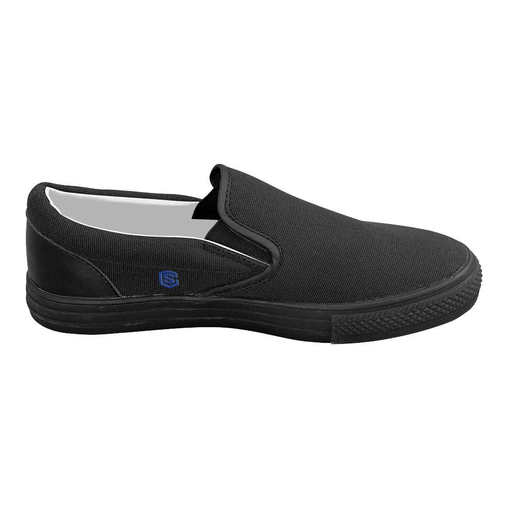 blue logo Women's Slip-on Canvas Shoes (Model 019)