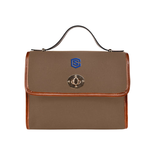 DARK ORANGE WATERPROOF CANVAS BAG blue logo Waterproof Canvas Bag/All Over Print (Model 1641)