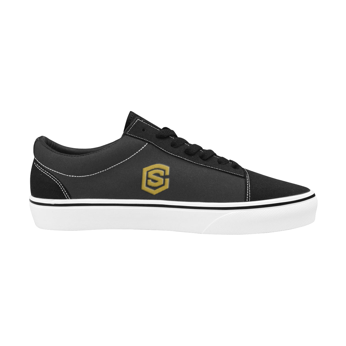 gold logo Men's Low Top Skateboarding Shoes (Model E001-2)