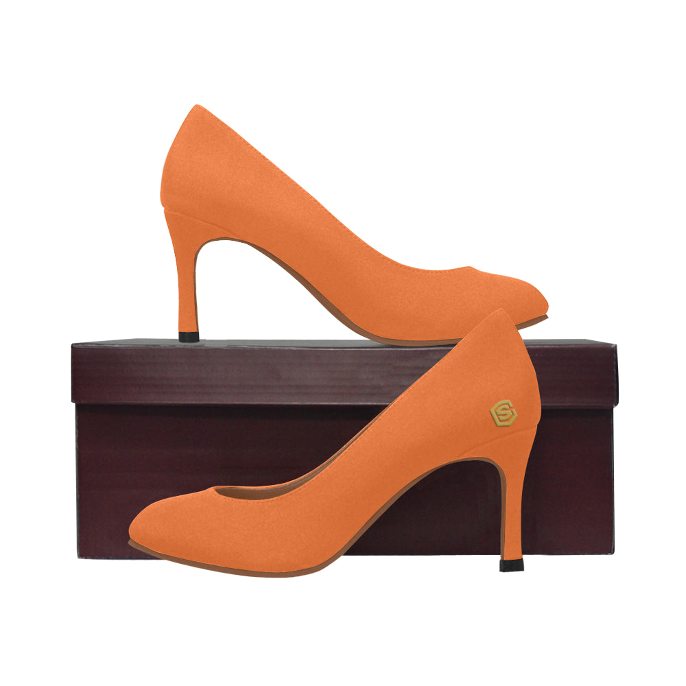 gold logo Women's High Heels (Model 048)