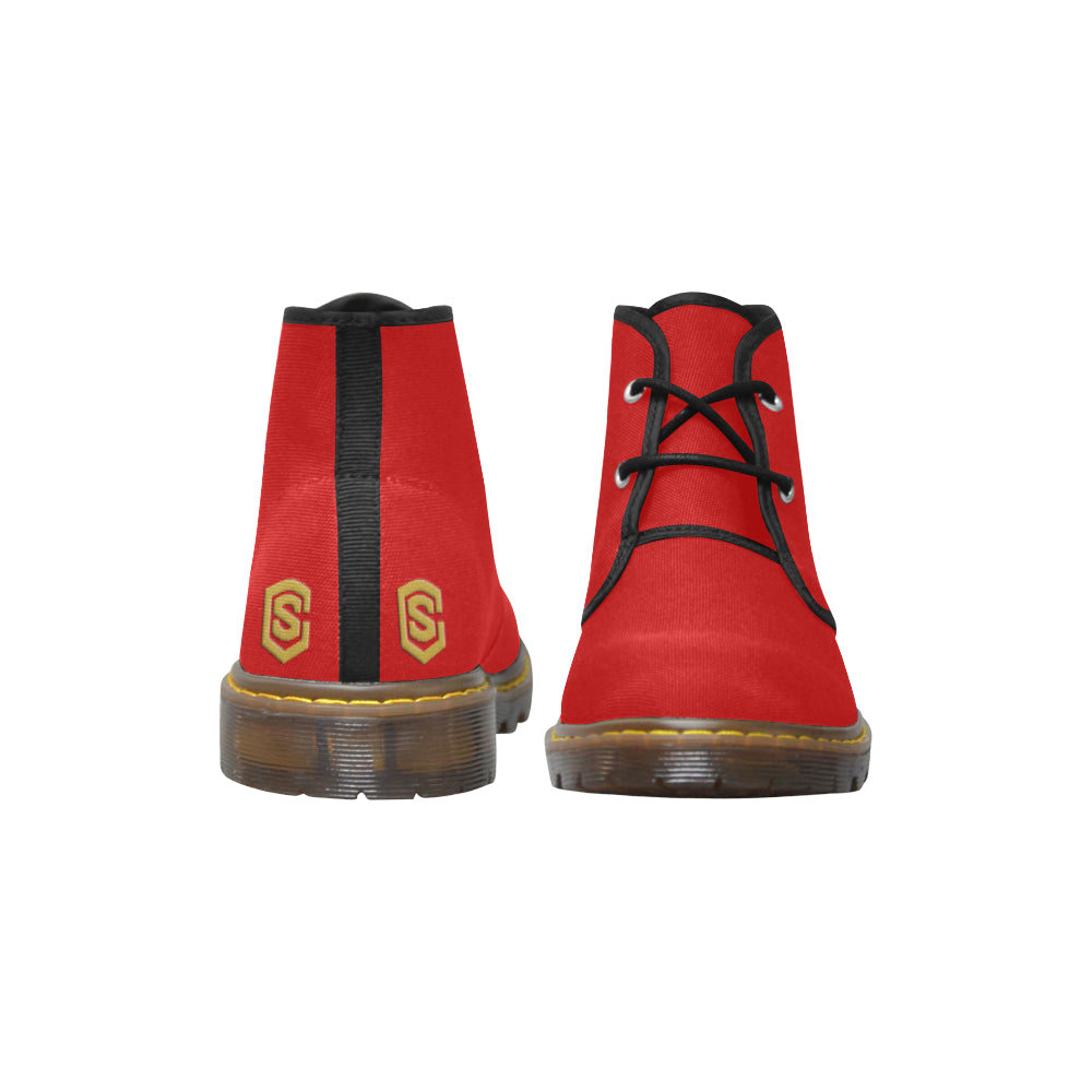 gold logo Women's Canvas Chukka Boots (Model 2402-1)