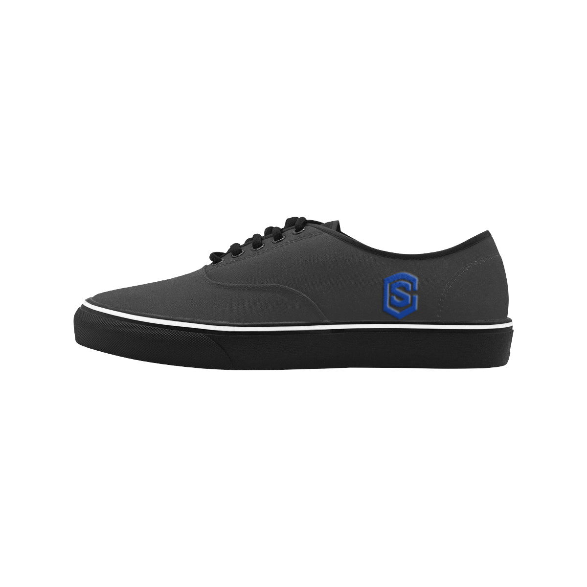 blue logo Classic Men's Canvas Low Top Shoes/Large (Model E001-4)