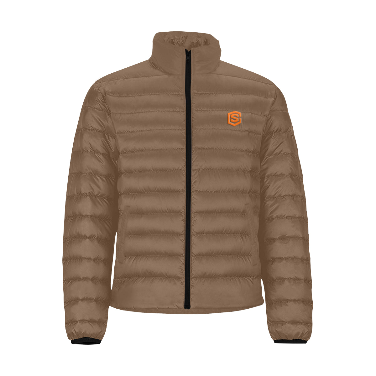 Orange Logo Men's Stand Collar Padded Jacket (Model H41)