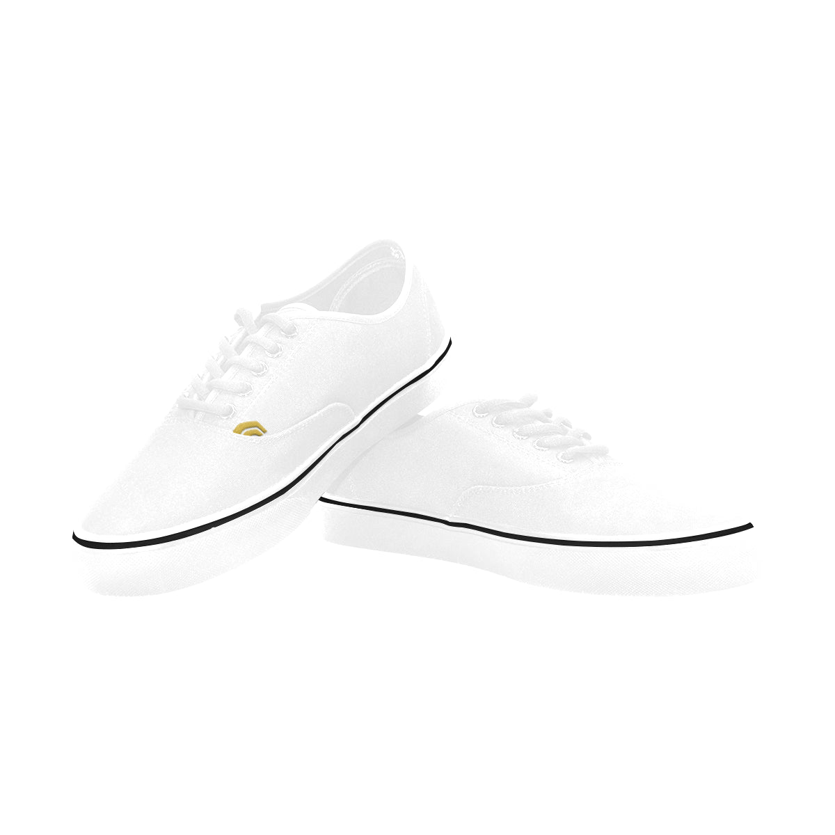 gold logo Classic Women's Canvas Low Top Shoes (Model E001-4)