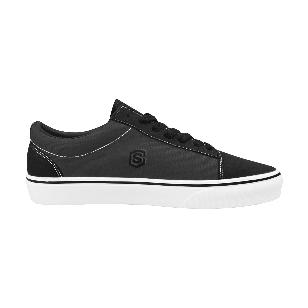 black logo Men's Low Top Skateboarding Shoes (Model E001-2)