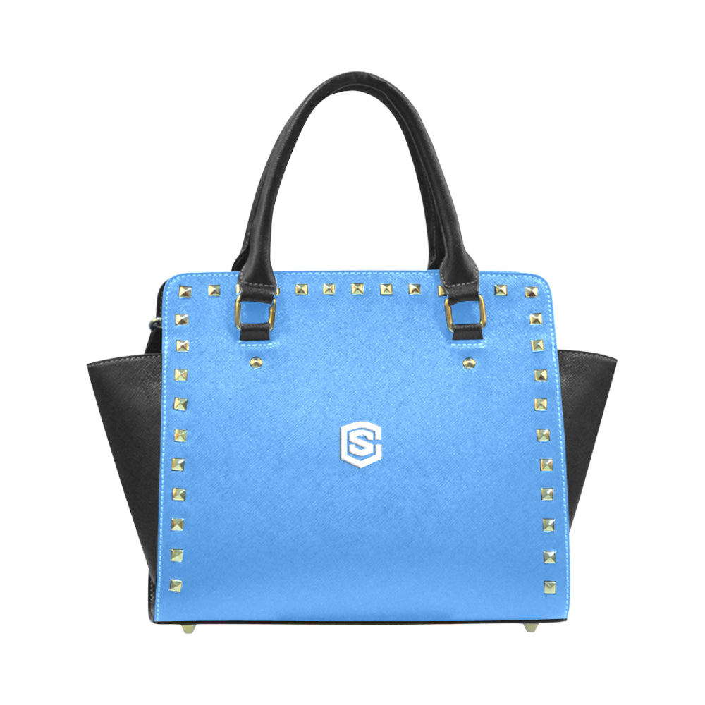 BLUE RIVET SHOULDER HANDBAG white logo Rivet Shoulder Handbag (Model 1645)