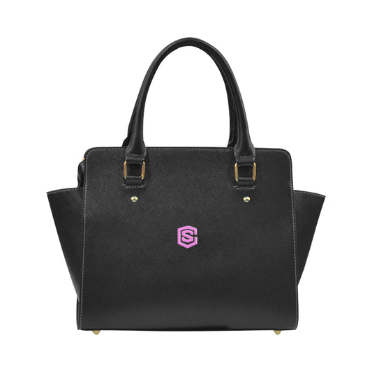 BLACK CLASSIC SHOULDER HANDBAG pink logo Classic Shoulder Handbag (Model 1653)