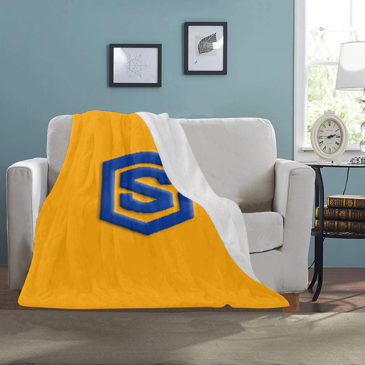 Orange Ultra-Soft Micro Fleece Blanket with Blue Logo Ultra-Soft Micro Fleece Blanket 30"x40"