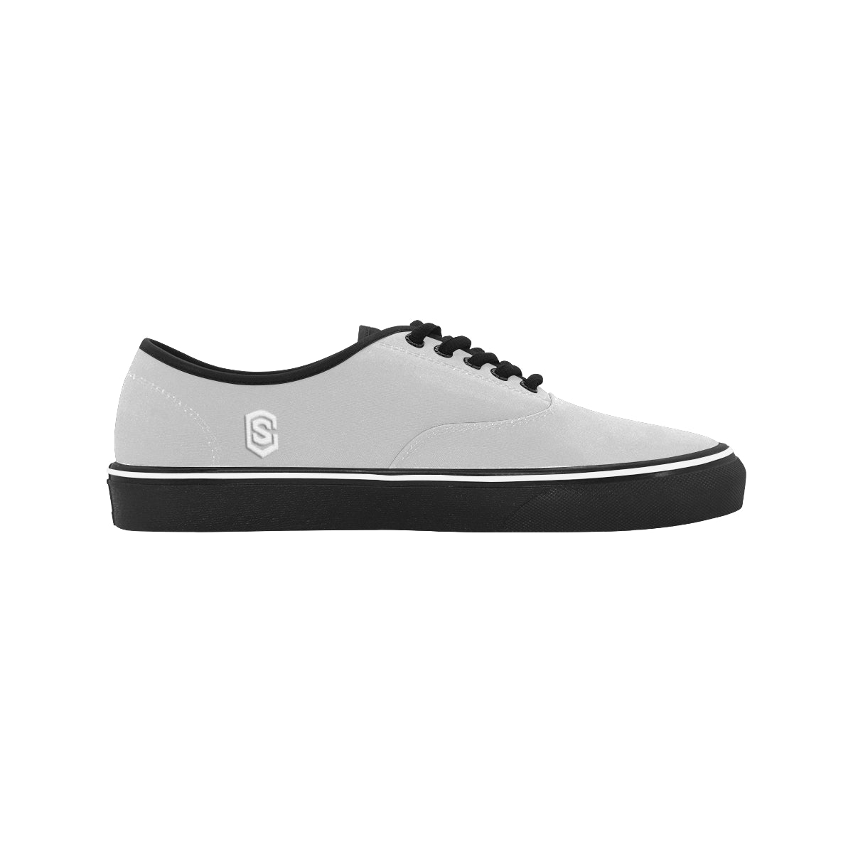 white logo Classic Men's Canvas Low Top Shoes/Large (Model E001-4)