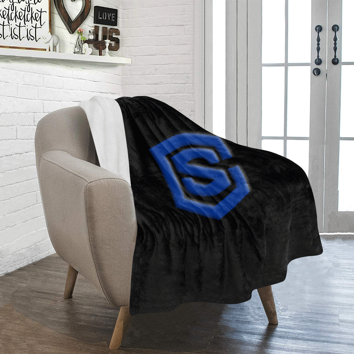 Black Ultra-Soft Micro Fleece Blanket with Blue Logo Ultra-Soft Micro Fleece Blanket 30"x40"