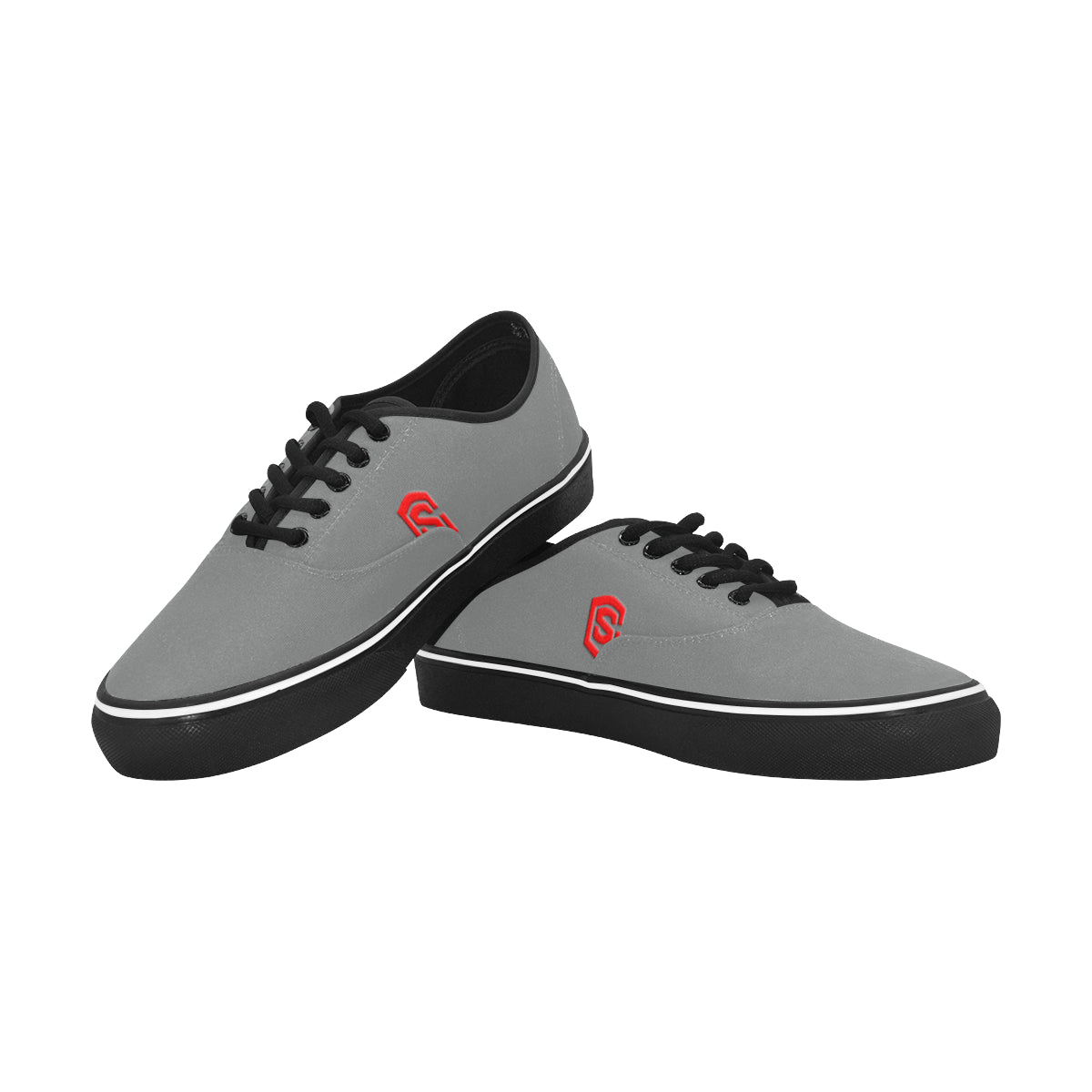red logo Classic Men's Canvas Low Top Shoes/Large (Model E001-4)