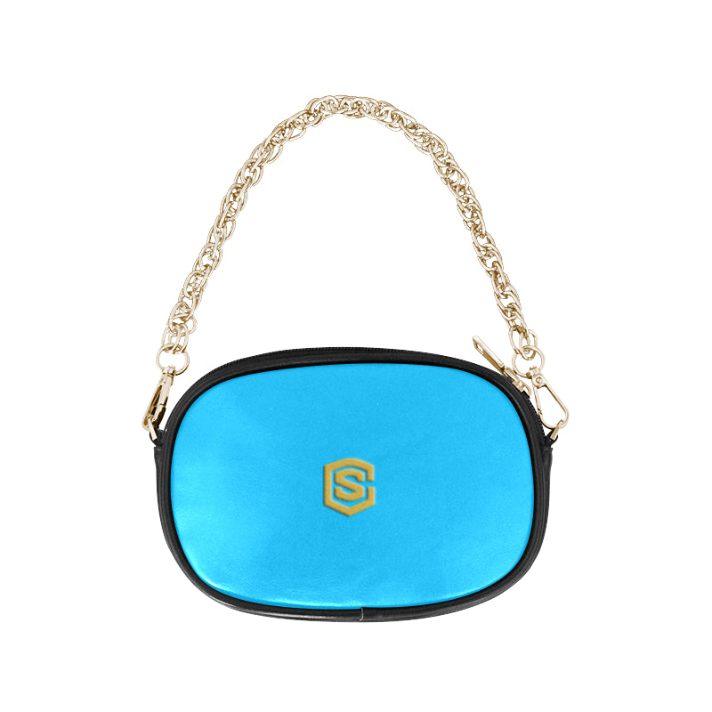 BLUE CHAIN PURSE gold logo Chain Purse (Model 1626)