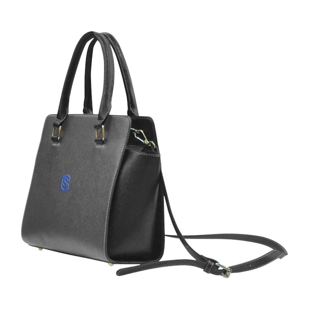 BLACK RIVET SHOULDER HANDBAG blue logo Rivet Shoulder Handbag (Model 1645)