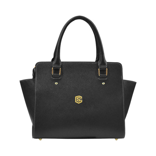 BLACK CLASSIC SHOULDER HANDBAG gold logo Classic Shoulder Handbag (Model 1653)