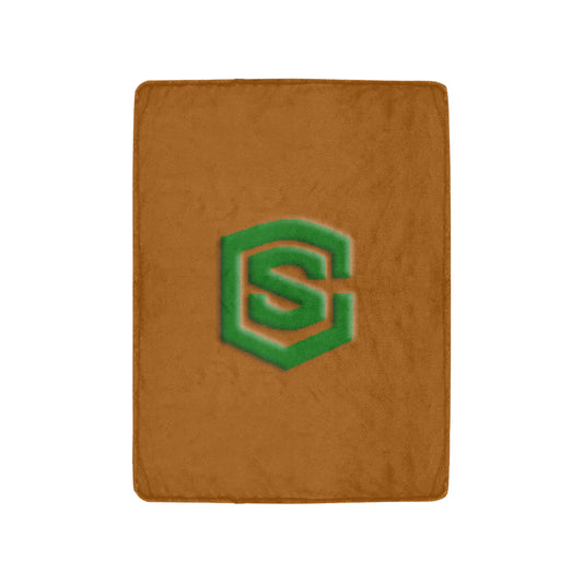 Brown Ultra-Soft Micro Fleece Blanket with Green Logo Ultra-Soft Micro Fleece Blanket 30"x40"