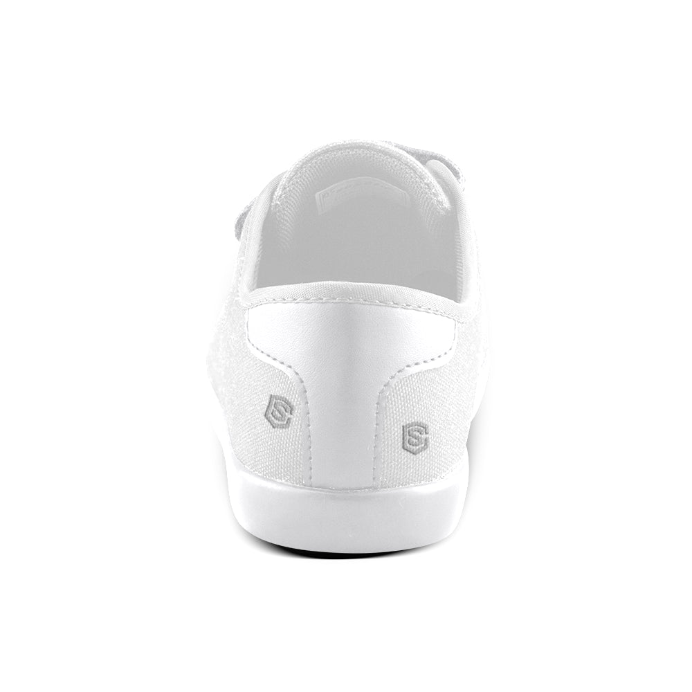 GRAY CANVAS KID SHOES silver logo Velcro Canvas Kid's Shoes (Model 008)