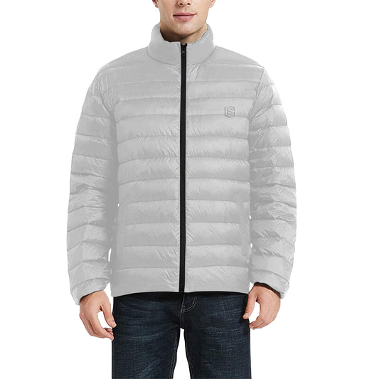 Silver Logo Men's Stand Collar Padded Jacket (Model H41)