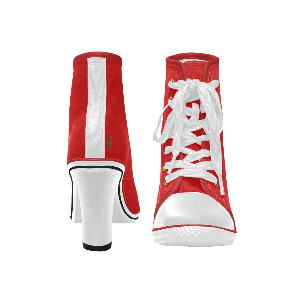 brown logo Women's Lace Up Chunky Heel Ankle Booties (Model 054)