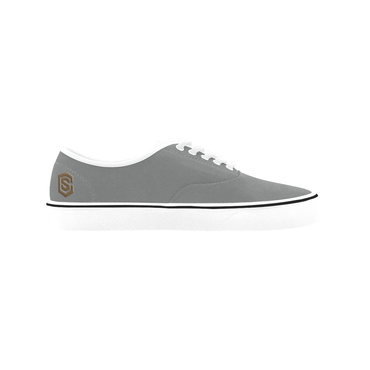 brown logo Classic Women's Canvas Low Top Shoes (Model E001-4)