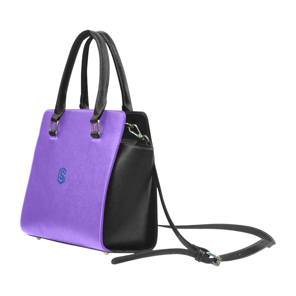 PURPLE RIVET SHOULDER HANDBAG blue logo Rivet Shoulder Handbag (Model 1645)