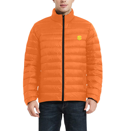 Yellow Logo Men's Stand Collar Padded Jacket (Model H41)
