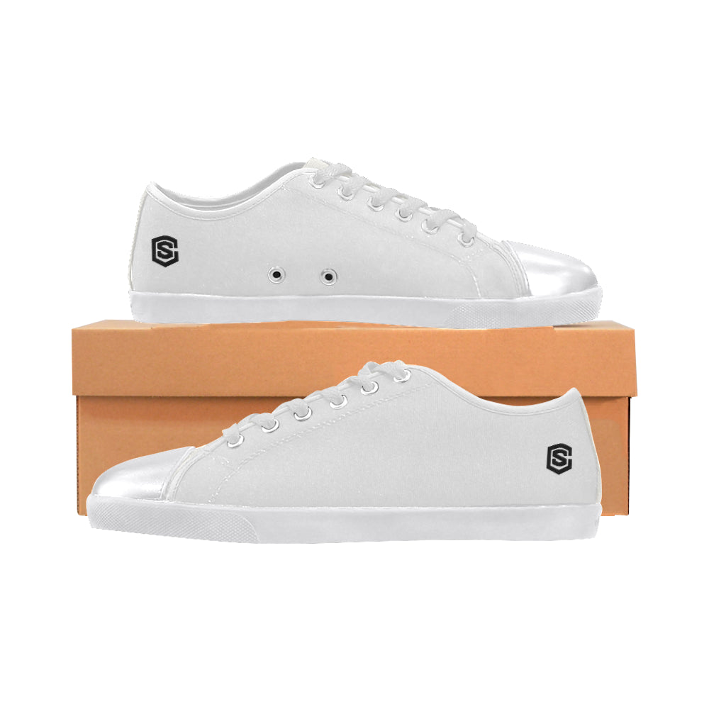 black logo Women's Canvas Shoes (Model 016)