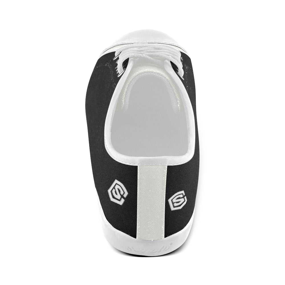 white logo Women's Canvas Shoes (Model 016)