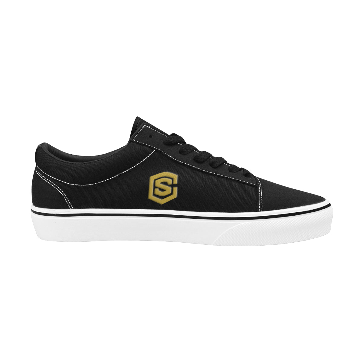 gold logo Men's Low Top Skateboarding Shoes (Model E001-2)