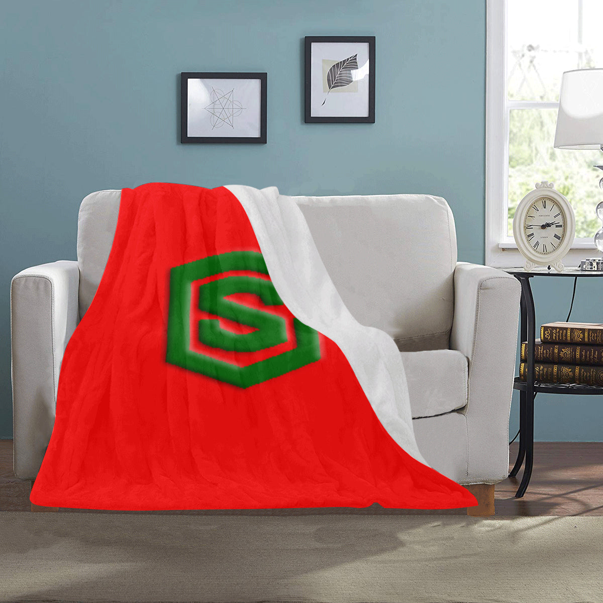 Red Ultra-Soft Micro Fleece Blanket with Green Logo Ultra-Soft Micro Fleece Blanket 30"x40"