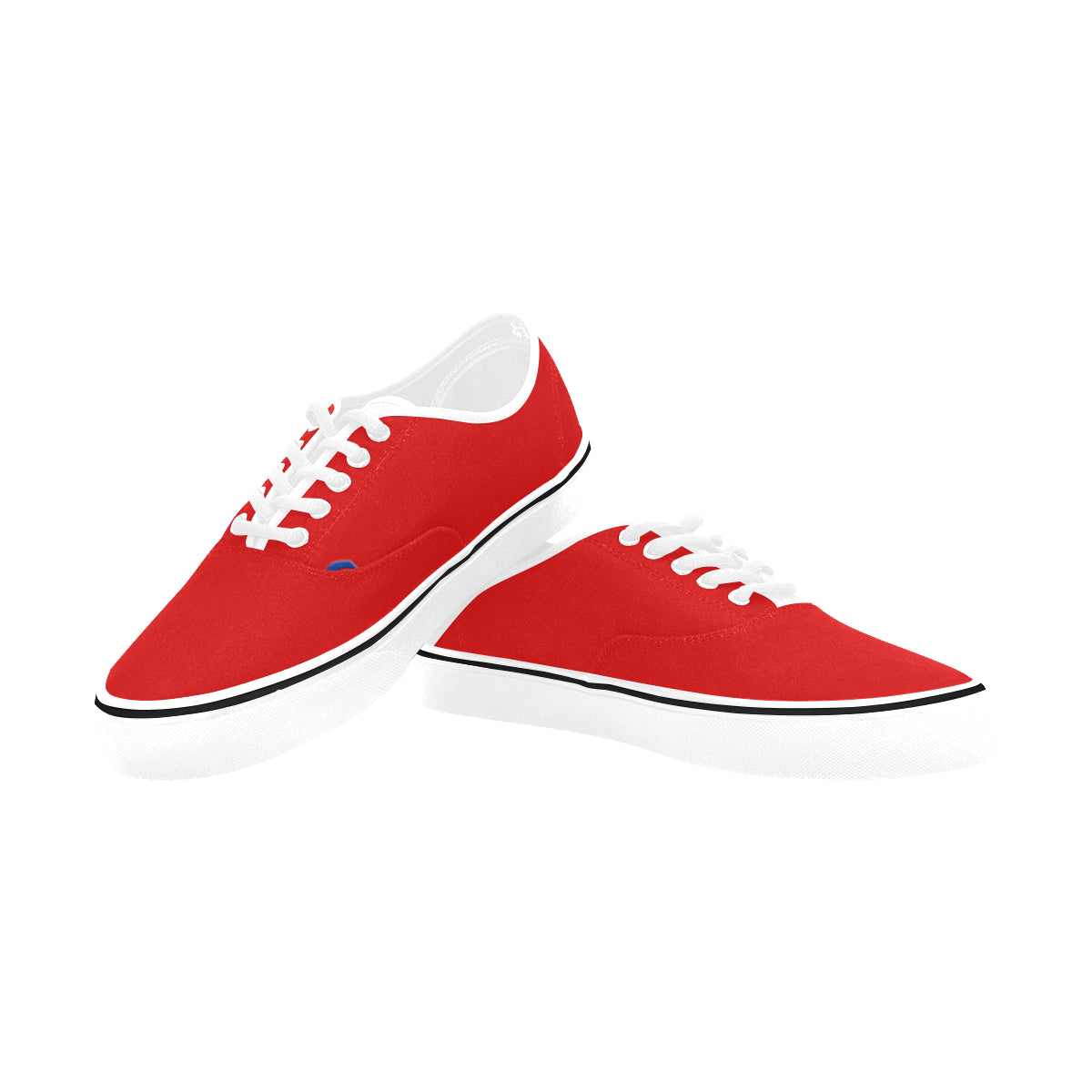 blue logo Classic Women's Canvas Low Top Shoes (Model E001-4)