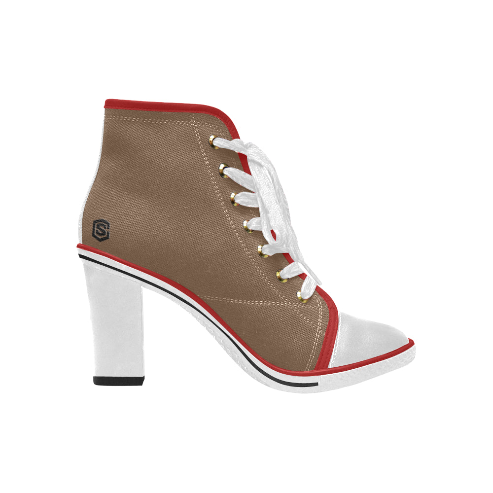 black logo Women's Lace Up Chunky Heel Ankle Booties (Model 054)