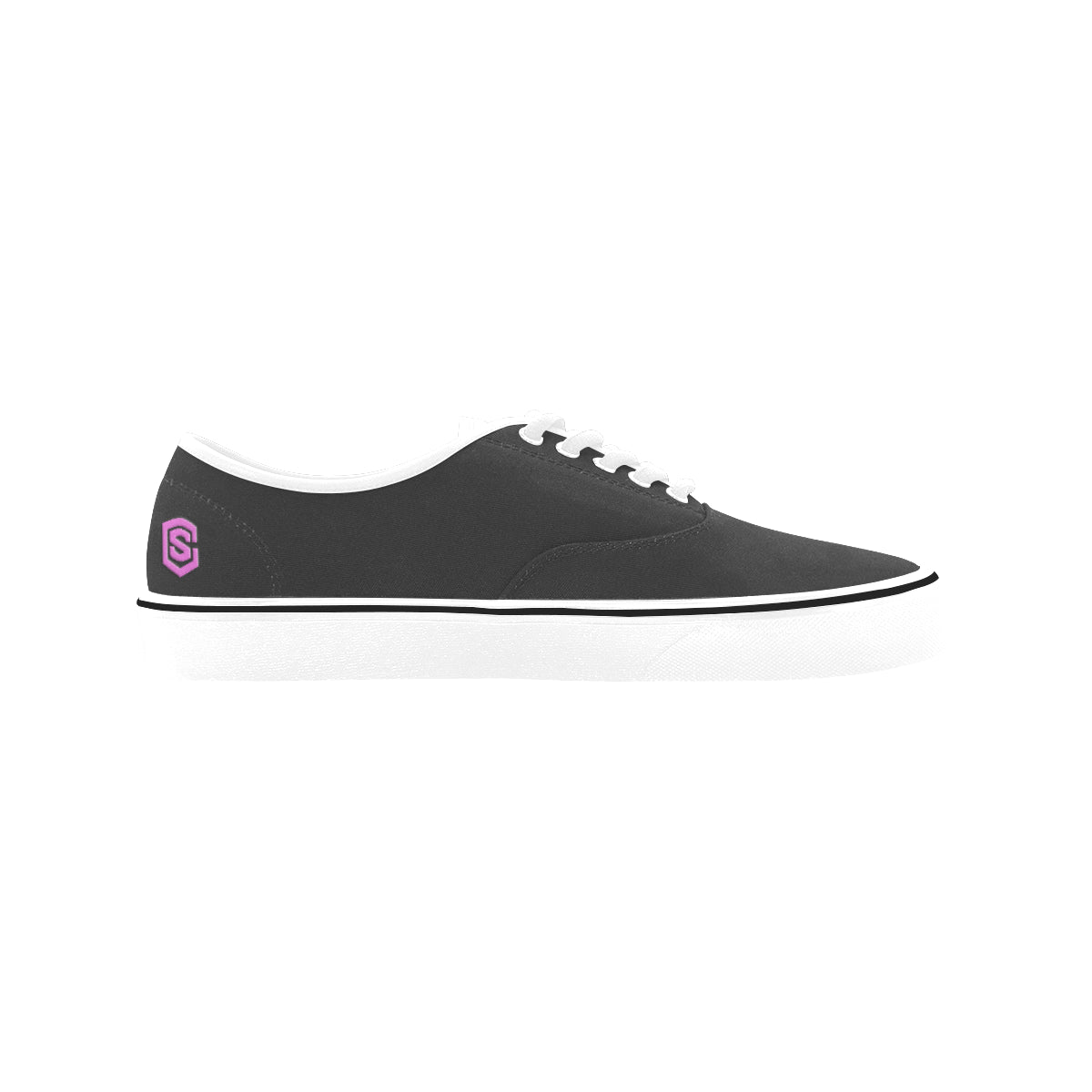 pink logo Classic Women's Canvas Low Top Shoes (Model E001-4)