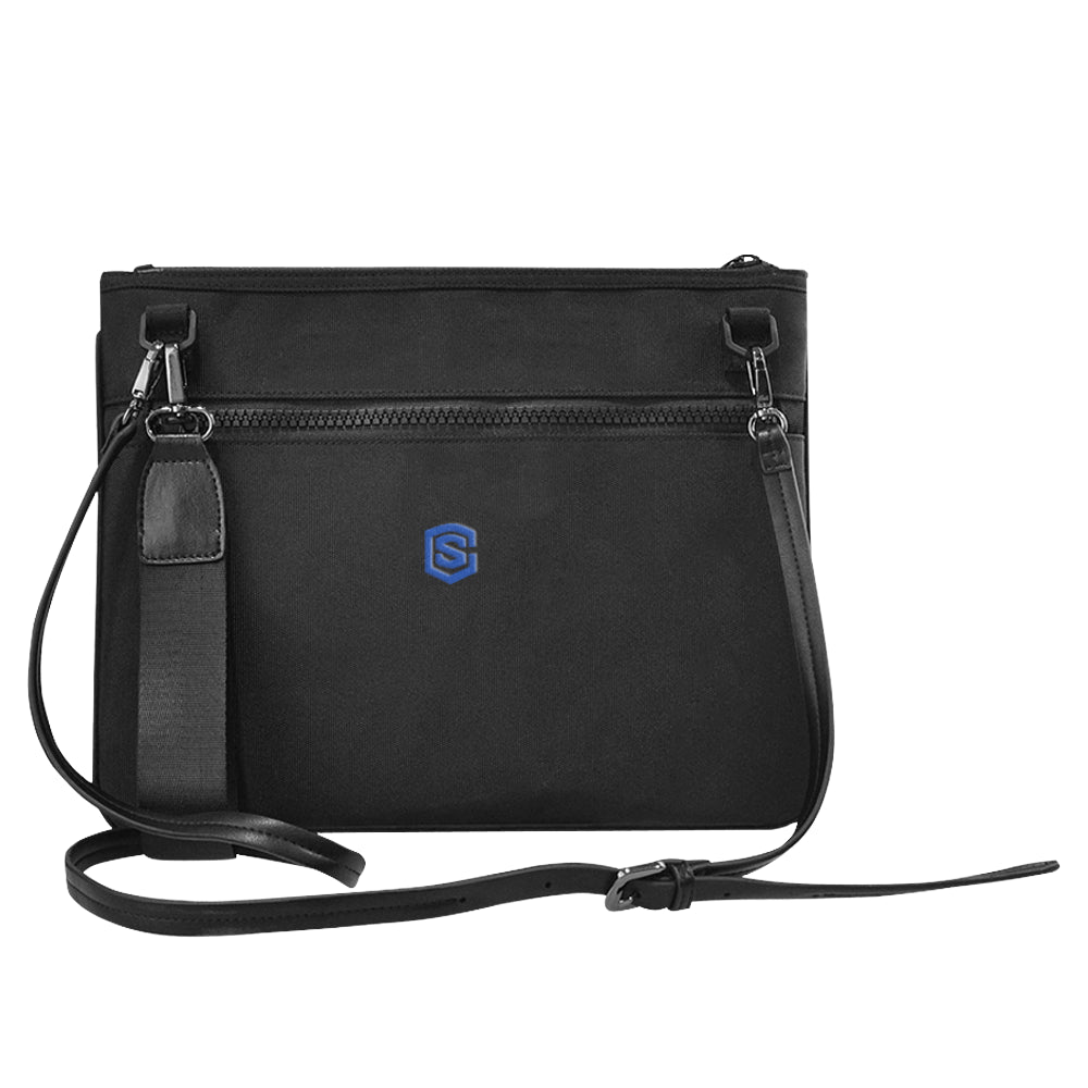 BLACK SLIM CLUTCH BAG blue logo Slim Clutch Bag (Model 1668)