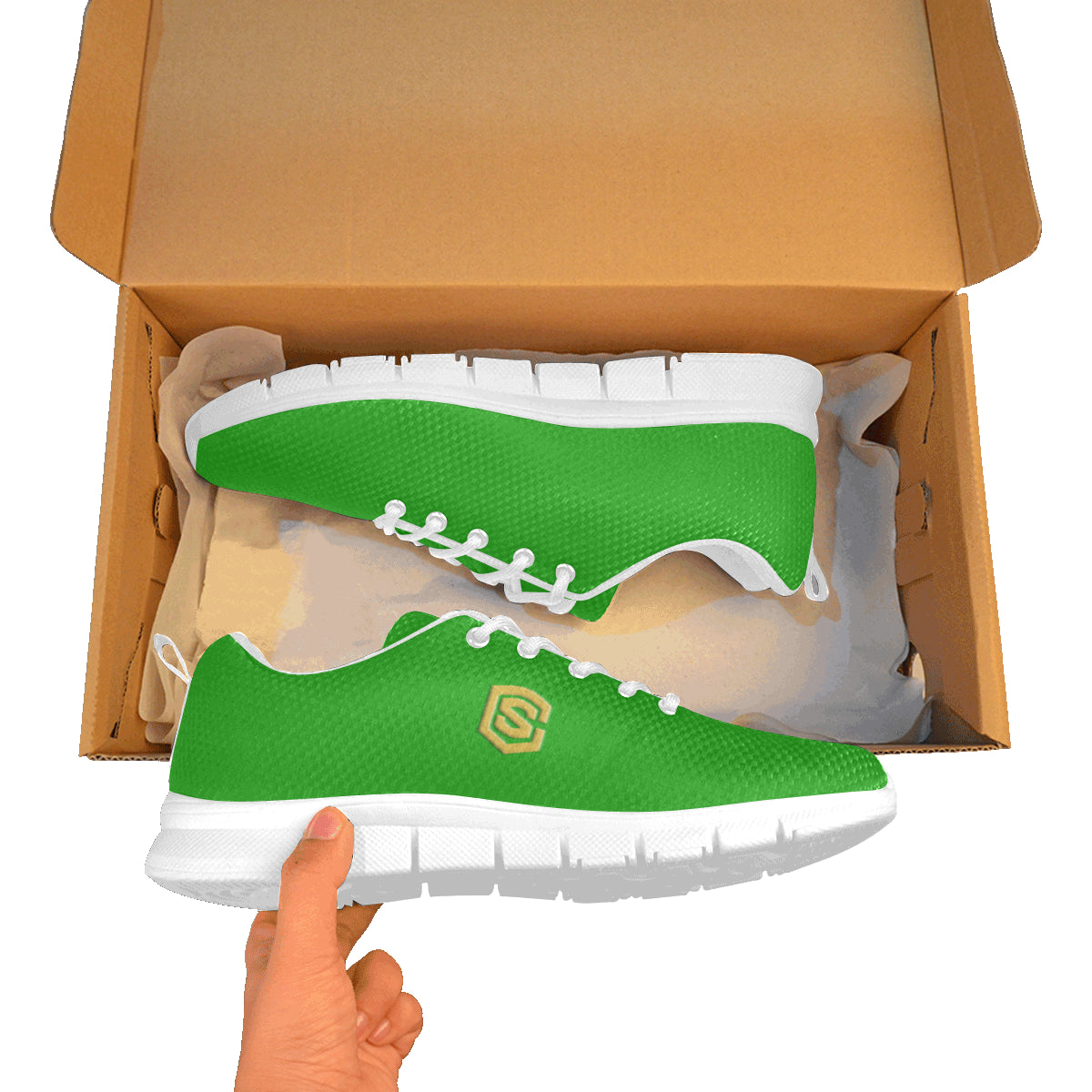 gold logo Women's Breathable Running Shoes (Model 055)