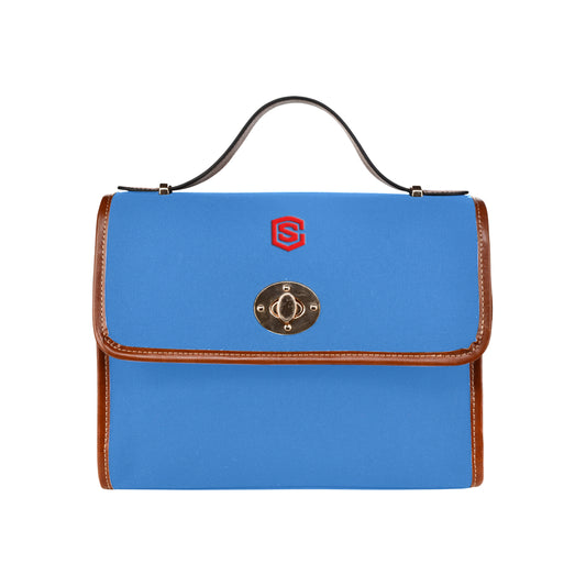 BLUE WATERPROOF CANVAS BAG Red logo Waterproof Canvas Bag/All Over Print (Model 1641)