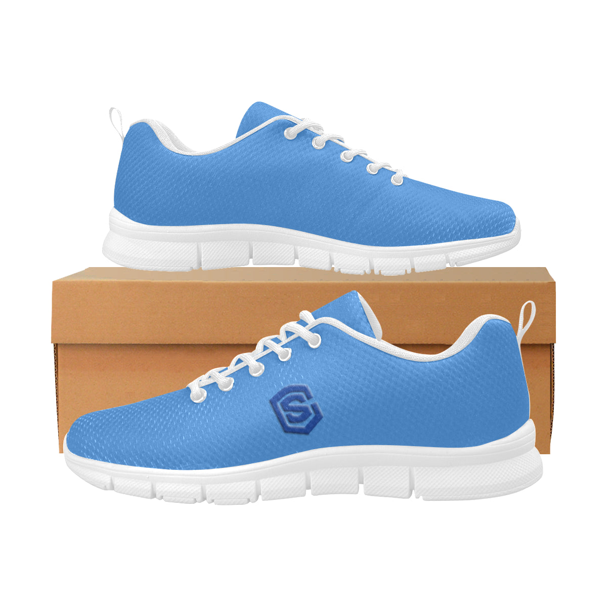 blue logo Women's Breathable Running Shoes (Model 055)