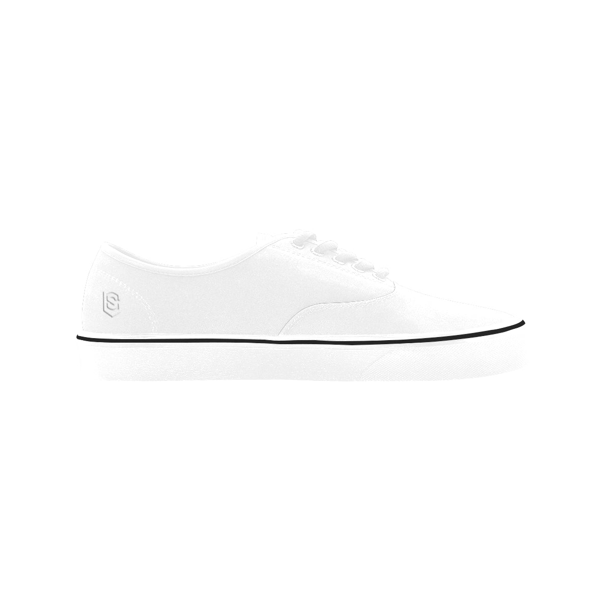 white logo Classic Women's Canvas Low Top Shoes (Model E001-4)