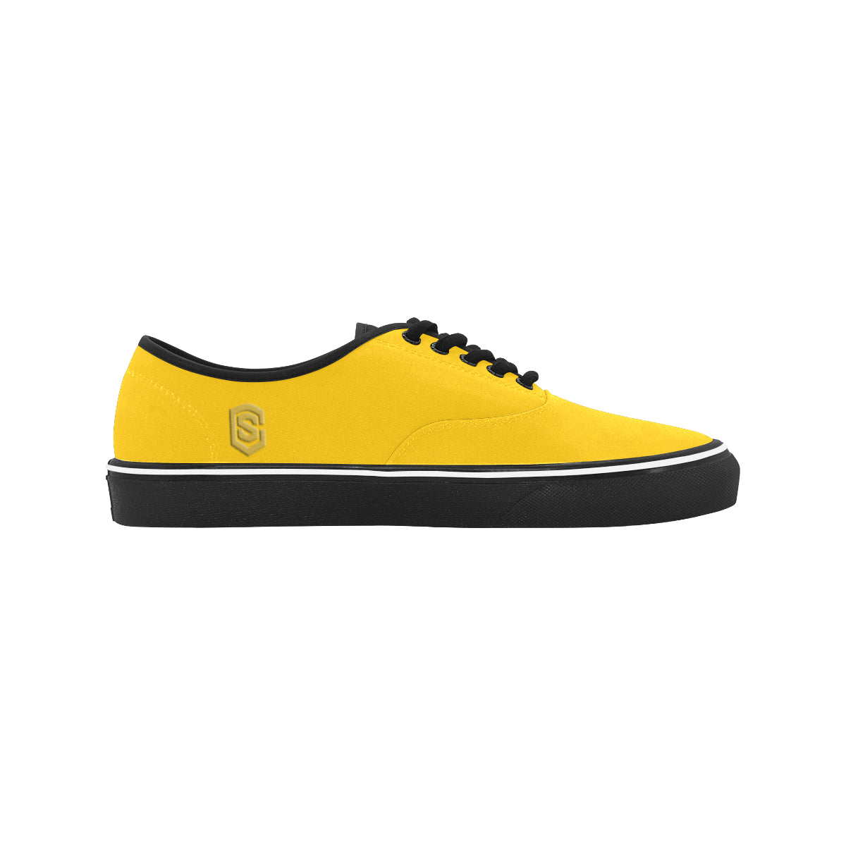 gold logo Classic Men's Canvas Low Top Shoes/Large (Model E001-4)