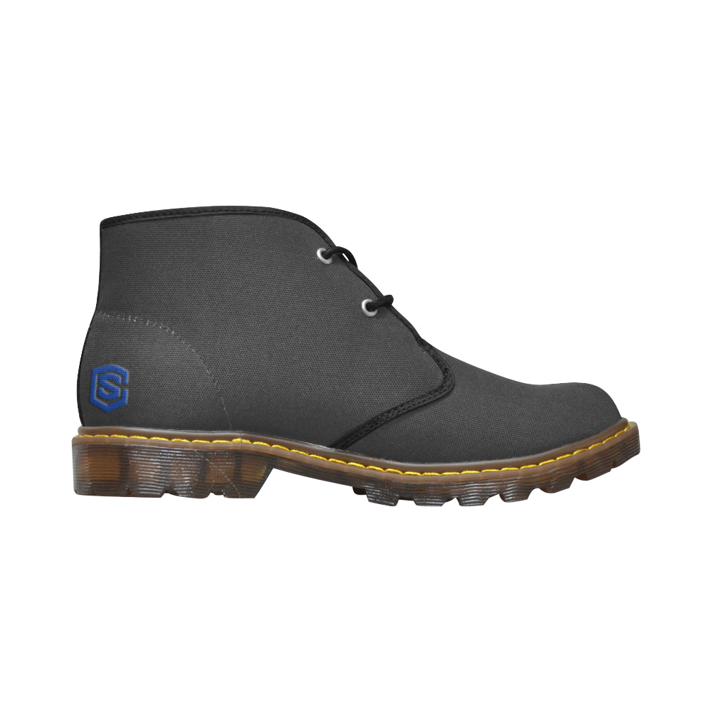 blue logo Women's Canvas Chukka Boots (Model 2402-1)