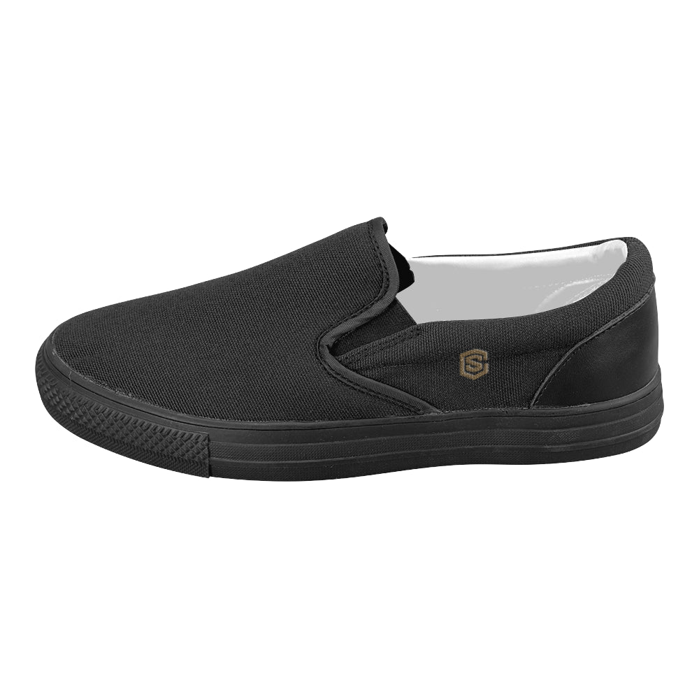 brown logo Women's Slip-on Canvas Shoes (Model 019)