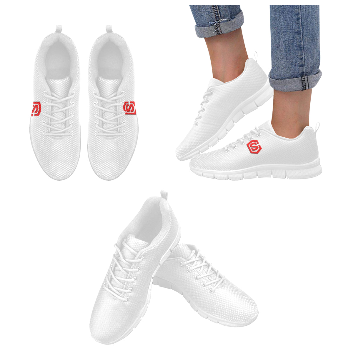 red logo Women's Breathable Running Shoes (Model 055)