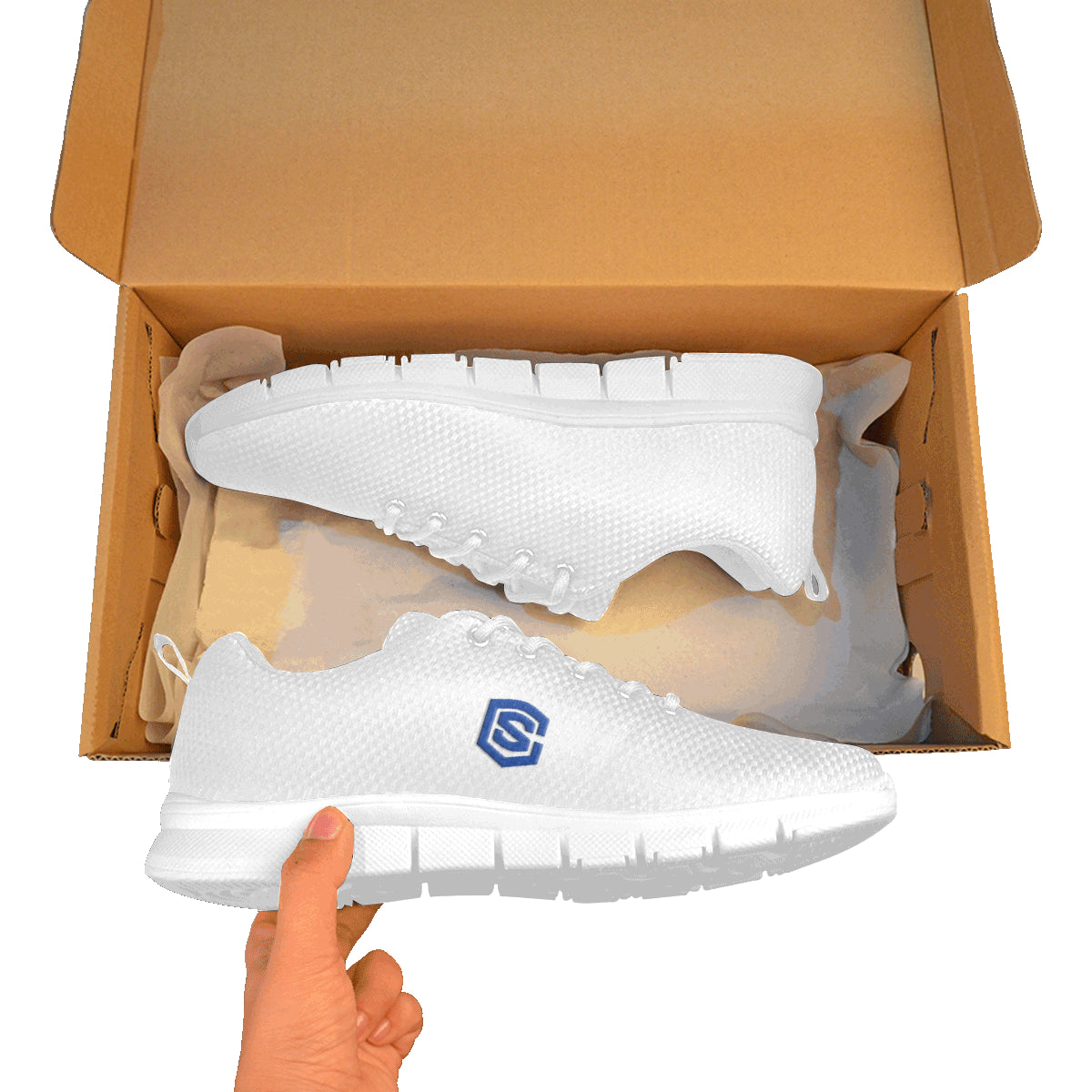 blue logo Women's Breathable Running Shoes (Model 055)